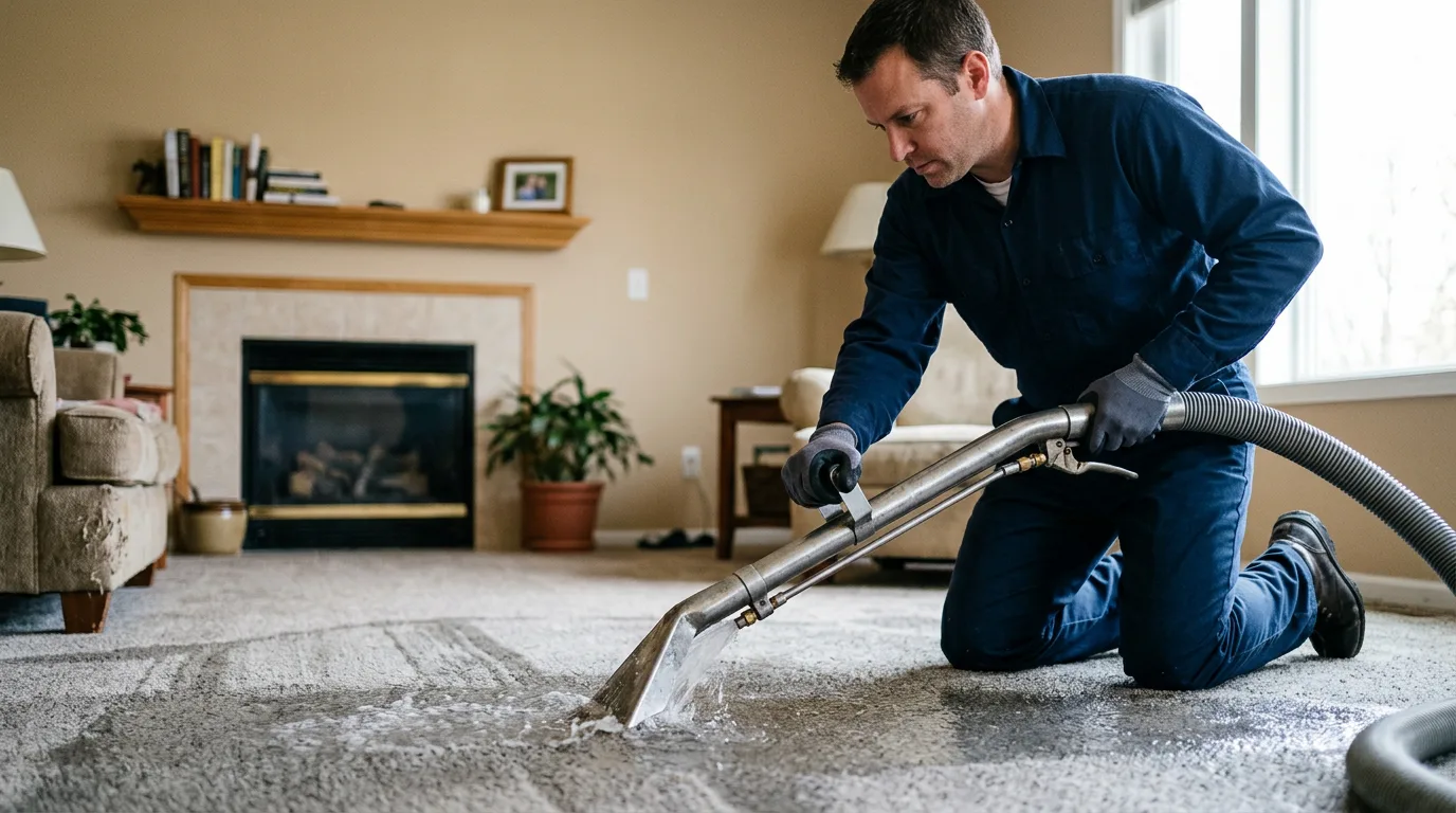 Water damage restoration technician working near Marilla, NY